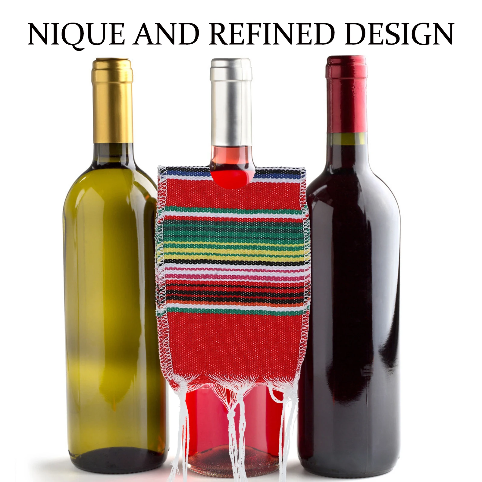 

4pcs Beer Bottle Poncho Cover Mini Serapes For Cinco De Mayo Mexican Party Decor Rainbow Pattern Bottle Covers Bar Accessories