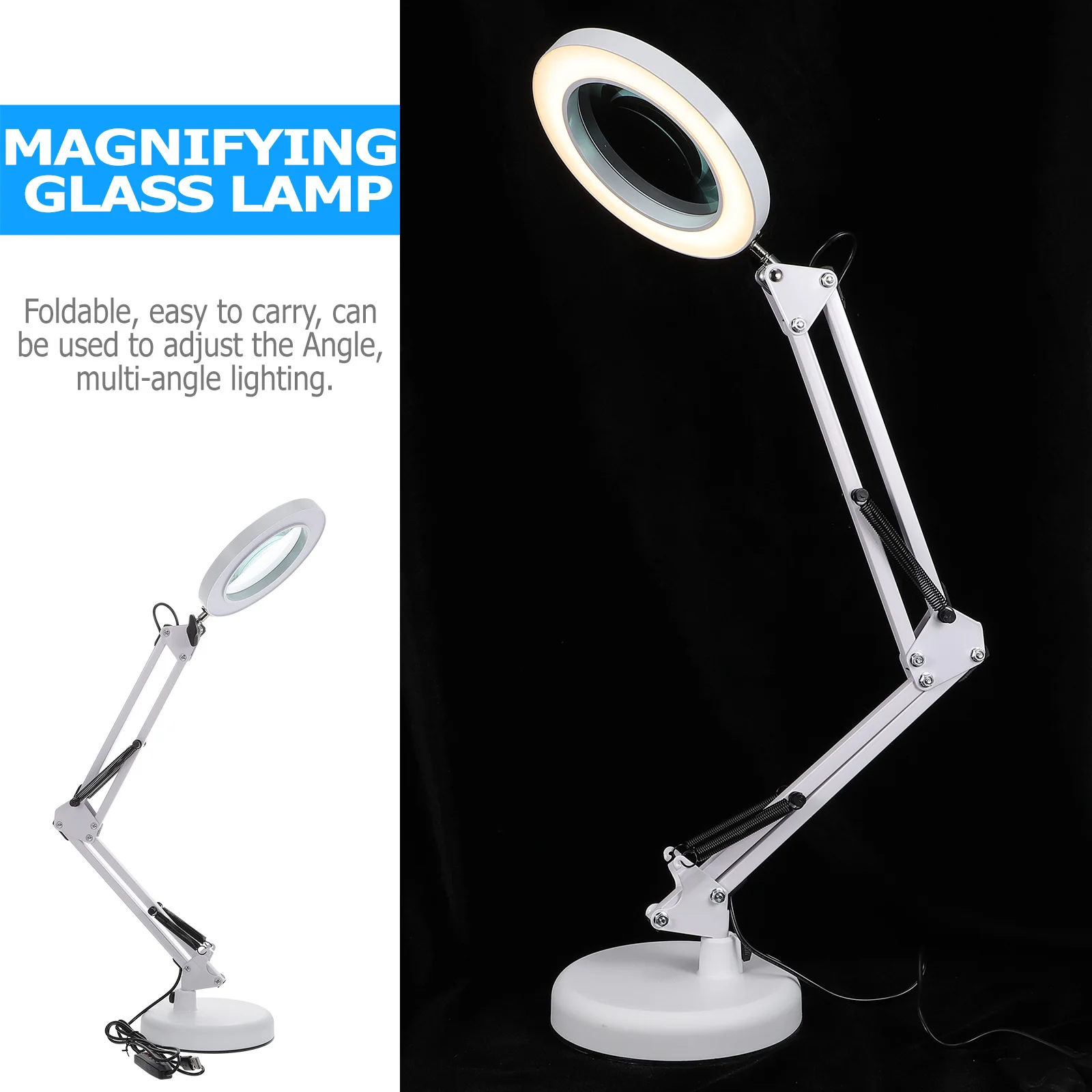 Vergrootglas Licht LED-lamp Draagbare vergrootglas Desktop met smeedijzeren kantoor