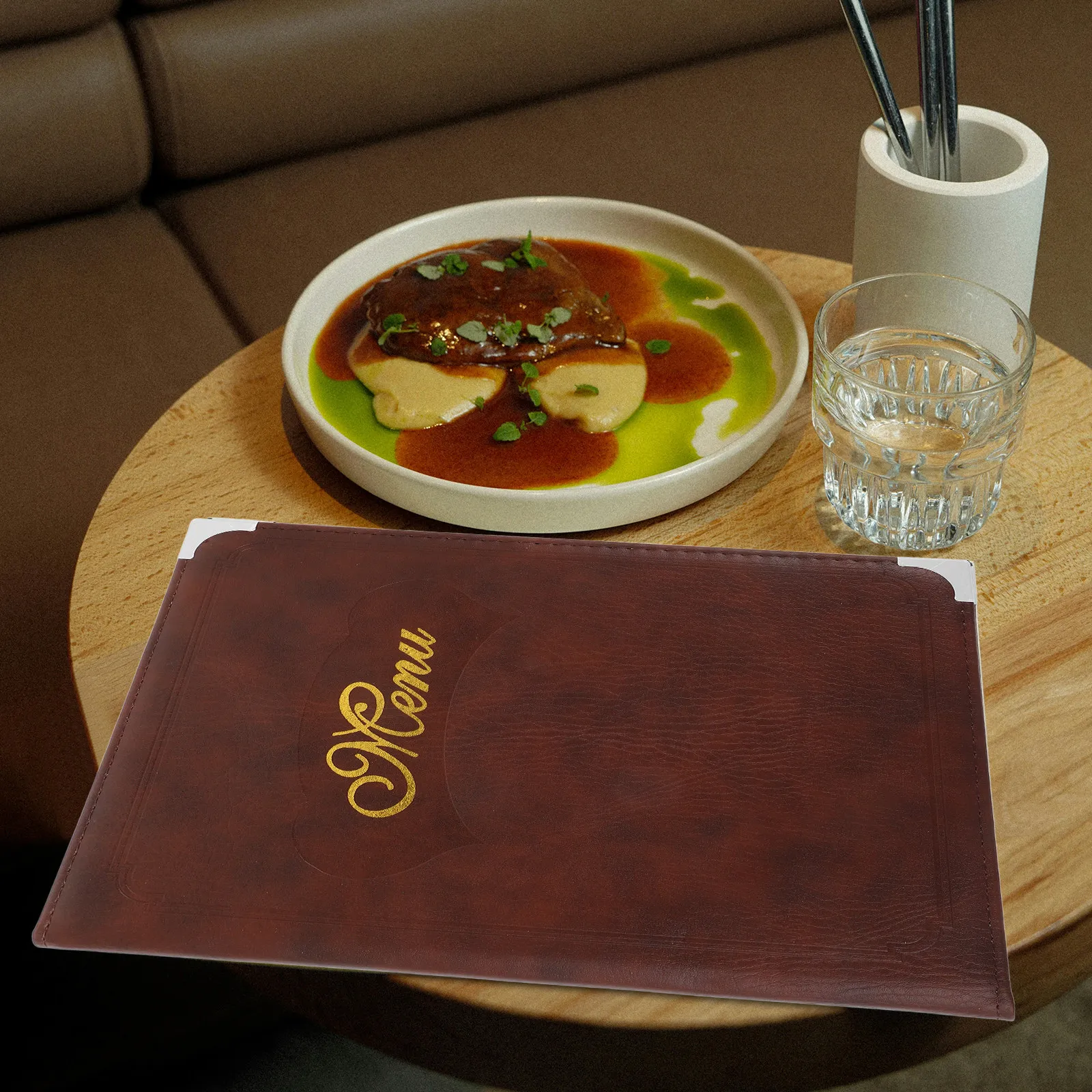 sturdy-pvc-artificial-book-restaurant-display-folder-with-cover-decor-modern-versatile-practical