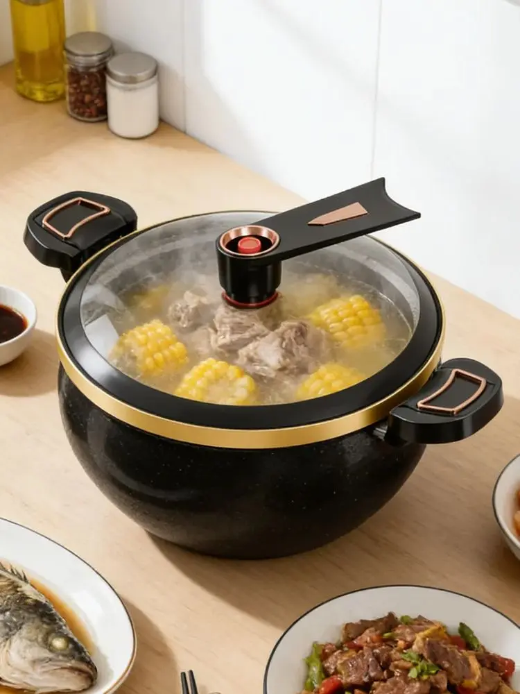 Mikrodruck-Kochtopf 7L Multifunktionaler Antihaft-Topf zum Schmoren und Kochen von Suppen, Kompatibel mit Induktionsherden & Gasherden