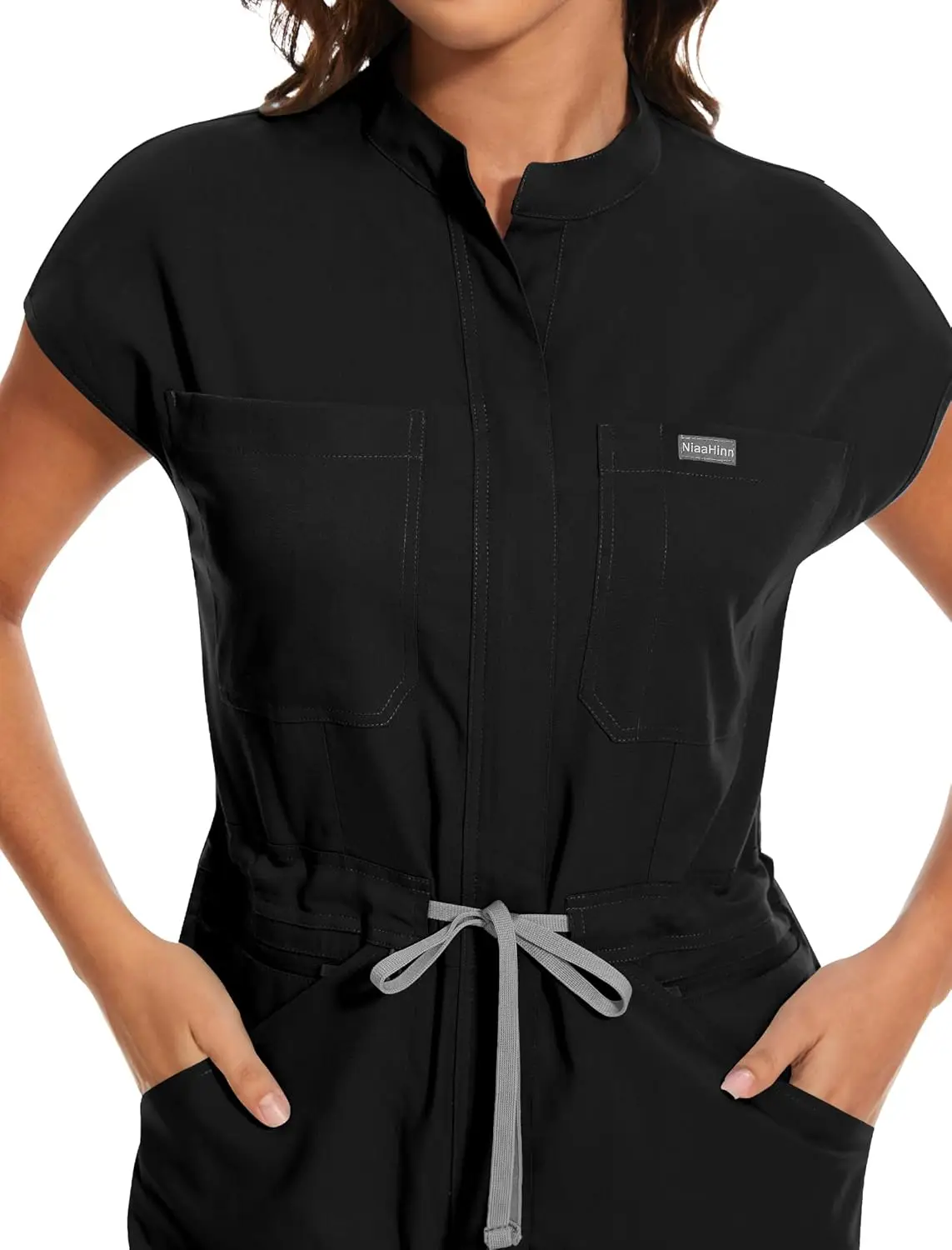 niaahinn Scrubs voor dames Set Comfortabele jumpsuit Medische scrub voor dames Zachte stretch jogger-scrubset