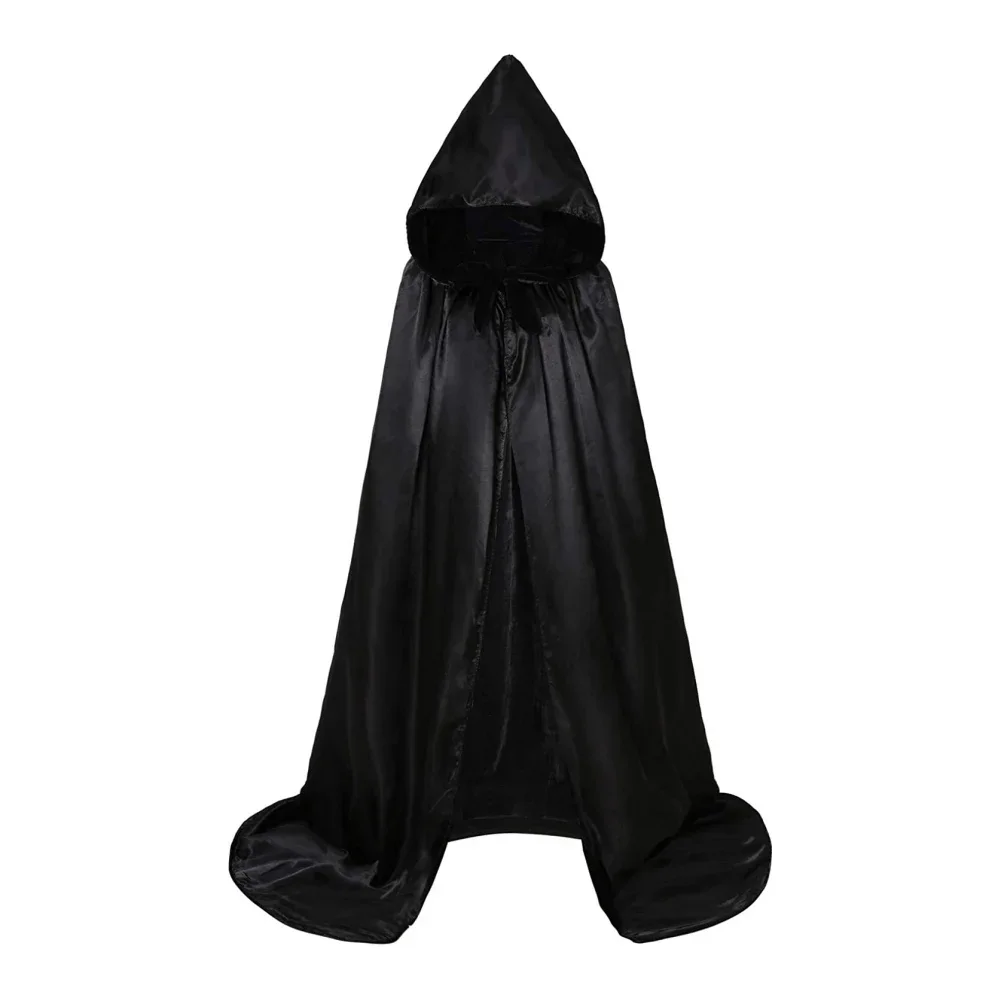 Capa con capucha Unisex para Halloween, capa larga de bruja del diablo, accesorios de actuación en escenario, decoración de disfraces de fiesta de Halloween