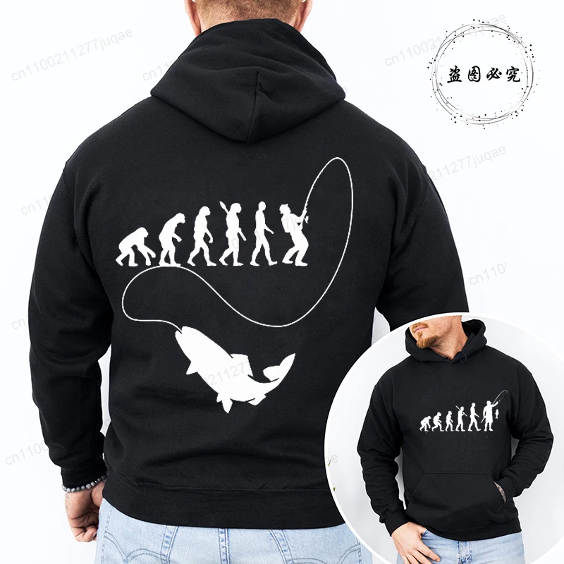 

Мужские худи и толстовки с принтом «Эволюция рыбака» и «Эволюция рыбы», модные, стильные, с индивидуальным дизайном