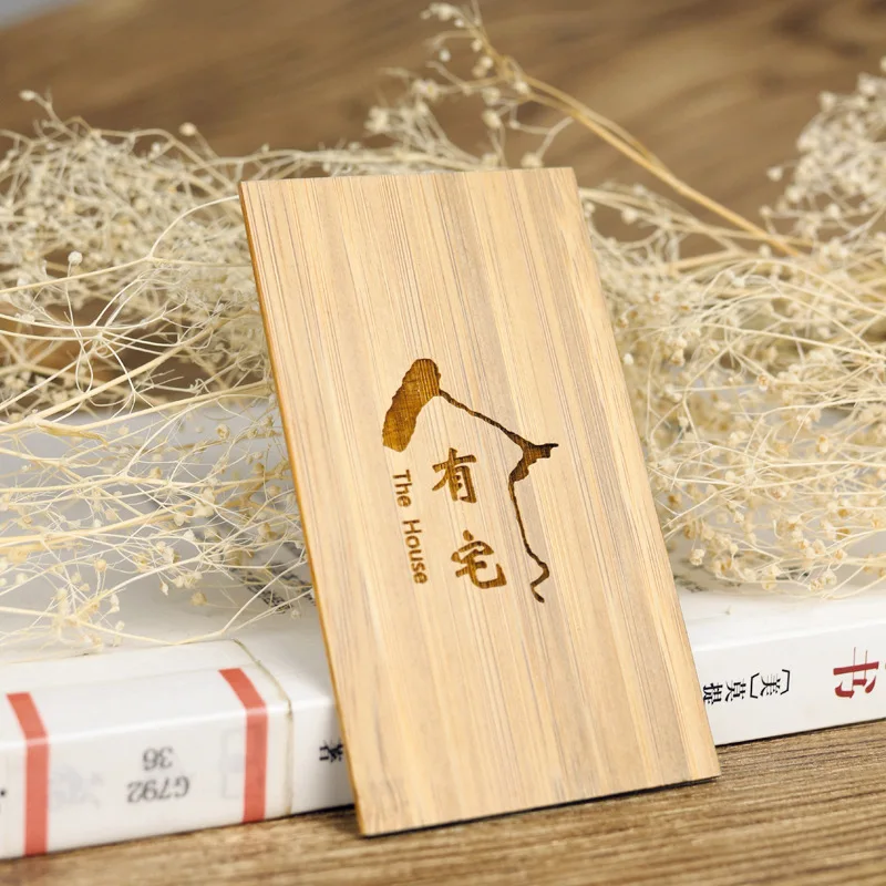 E5 20Pcs 2mm Blank Bamboo Business Card Rectangular Cutouts Visit Cards for DIY Arts Craft Project Laser Engraving Material Card