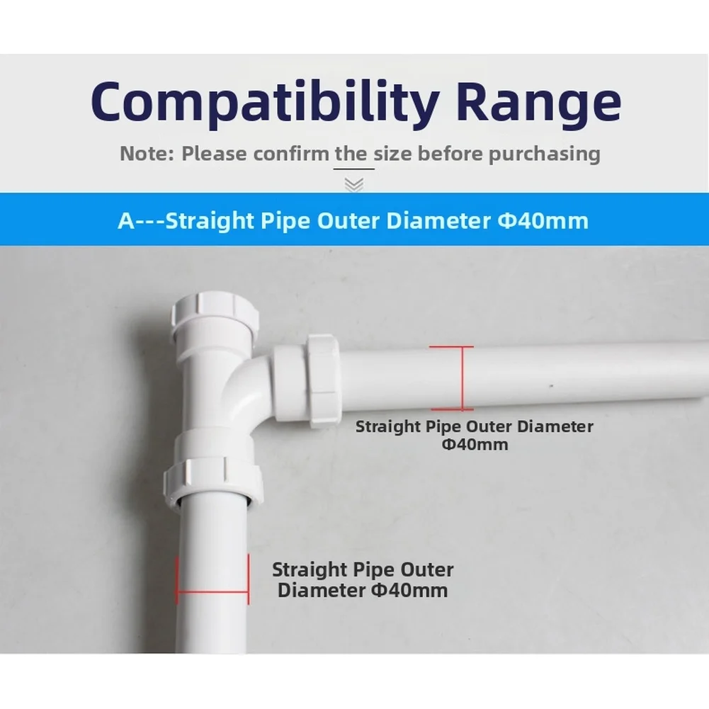 PVC Tee Adapter for 40mm For Drainage Applications Built with White PP Reinforcement and Compression-Type Sealing