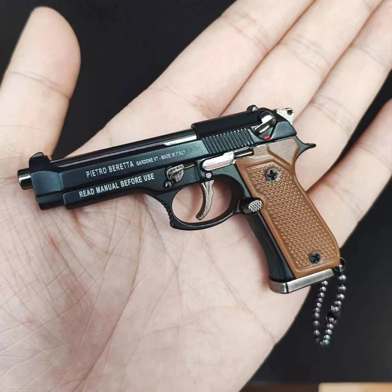 Modelo de pistola de aleación 92f 1:3, llavero portátil, pistola de juguete desmontable, juguete Fidget, pistola falsa para colección de niños y