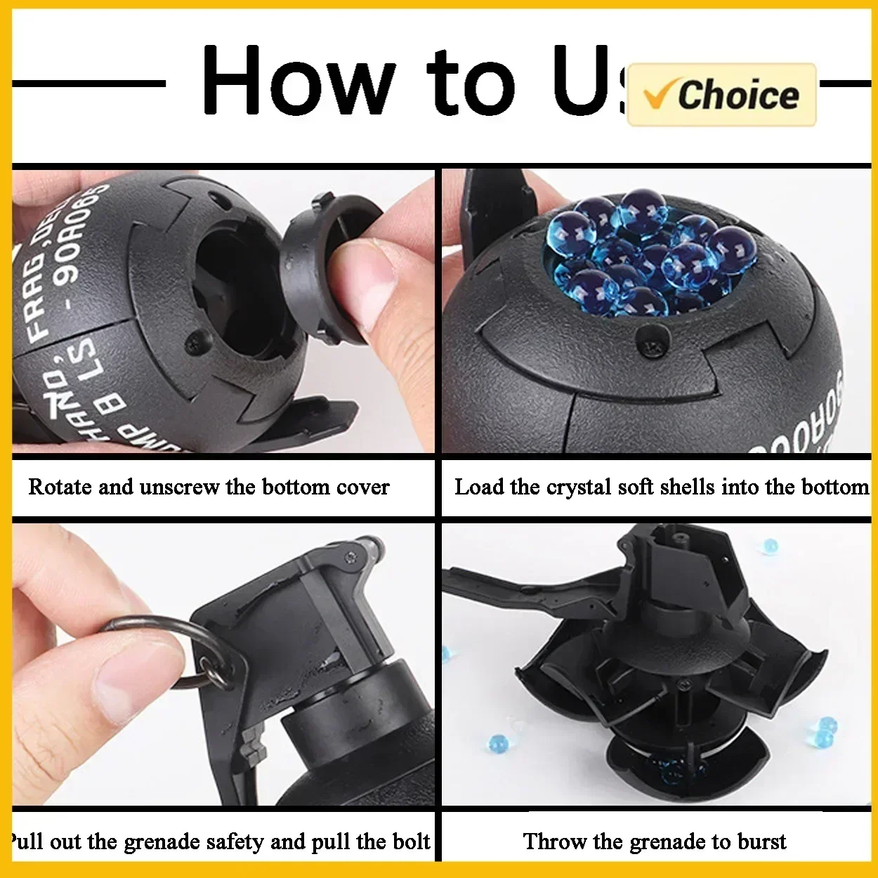 قنبلة يدوية من مادة النايلون قابلة لإعادة الاستخدام موديل M67 قنبلة مياه منجم قابلة لإعادة الاستخدام قنبلة يدوية دخان وغيرها من 10 قطع مختلفة من الادسنس #6