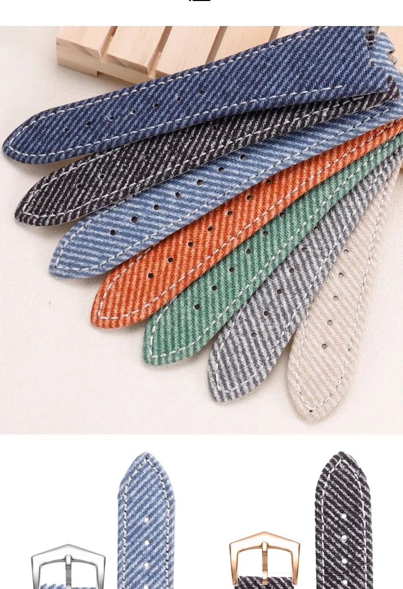 Leather Hybrid Strap For Patek Philippe Nautilus Fabric Denim Textured 25mm Notched Design for PP5711/5726/5980