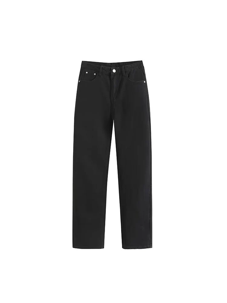 

Black back slit jeans fashion European and American street skinny pants autumn and winter new high waist pants for women