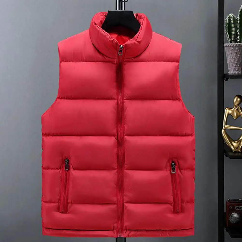 Popular Vest Coat Wear-resistant Solid  Color Skin-Touch Washable Slim Fit Vest  Men Vest Zipper