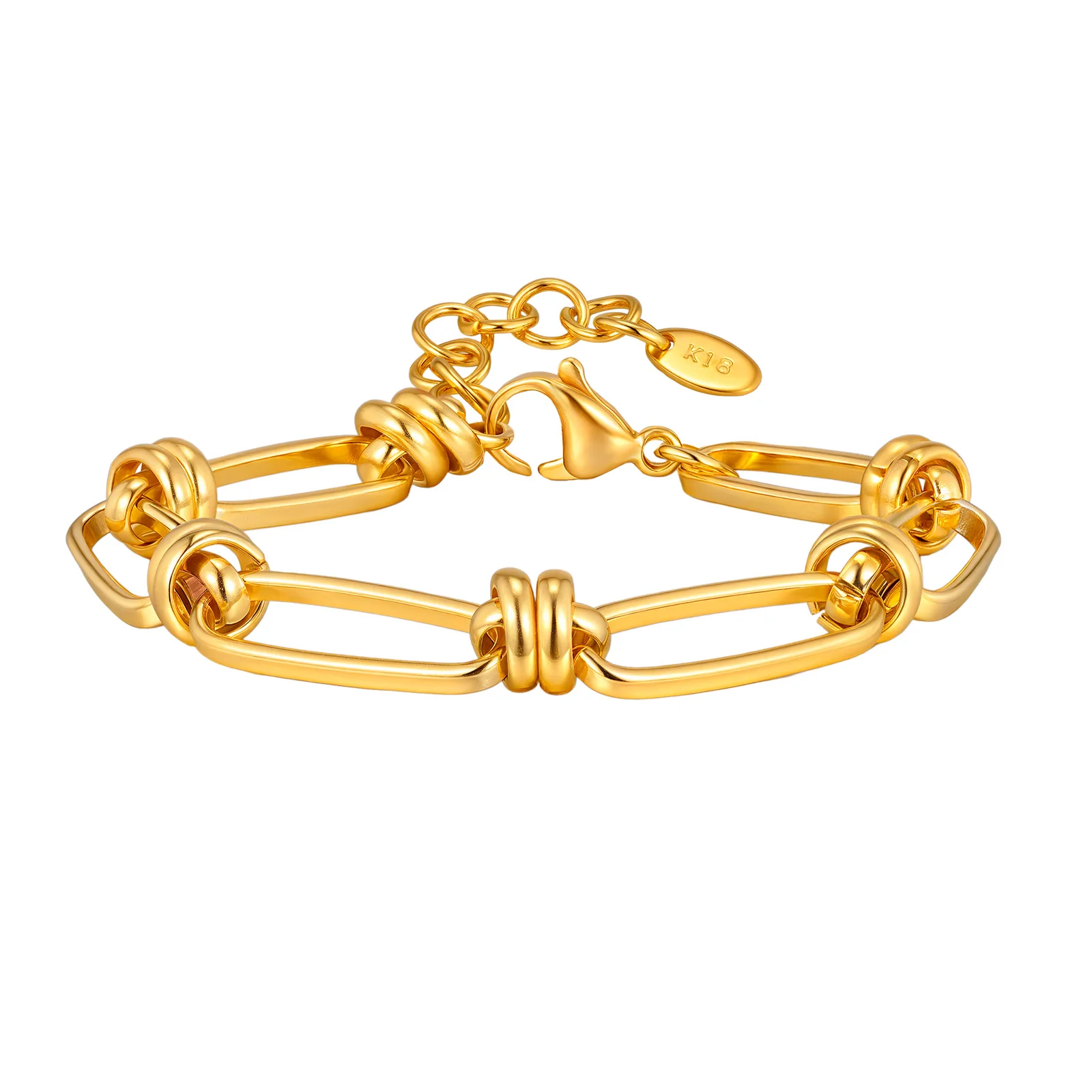 

316L Stainless Steel Waterproof Hypoallergenic Bracelet for Women, Golden Link Chain Bracelet , Fashion Statement Jewelry