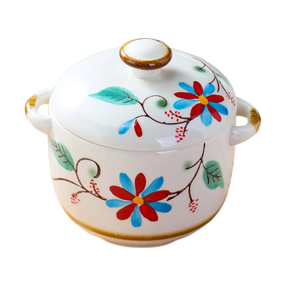 

Kitchen Stewing Pot with Lid Ceramic Spice Jar for Home Restaurant Use Condiment Holder Stockpot Seasoning Container Household