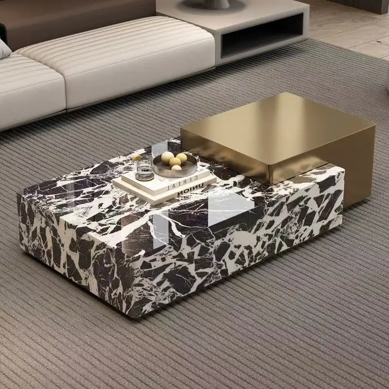 Marble high-end coffee table 2024 new living room home large apartment Italian minimalist light luxury high-end square