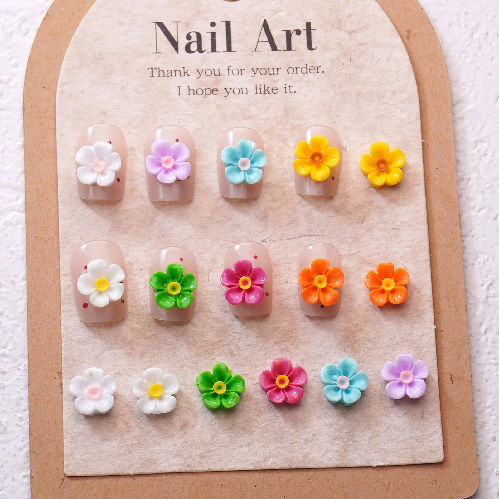 50pcs New five-petaled flower cartoon nail charms jewelry cute three-dimensional resin wearing nail accessories DIY decorative a