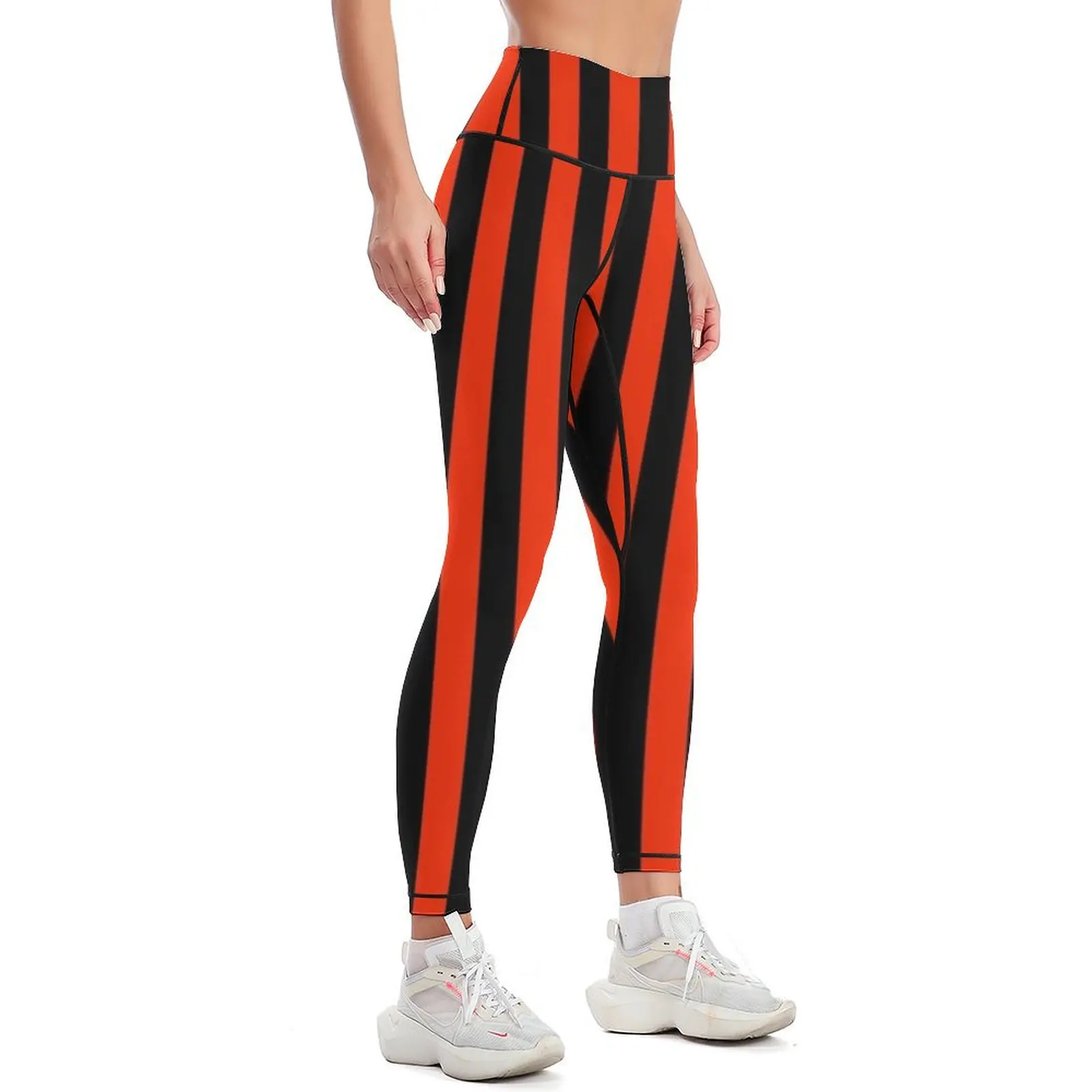 Bright Red and Black Vertical Stripes Leggings harem pants joggers for Womens Leggings