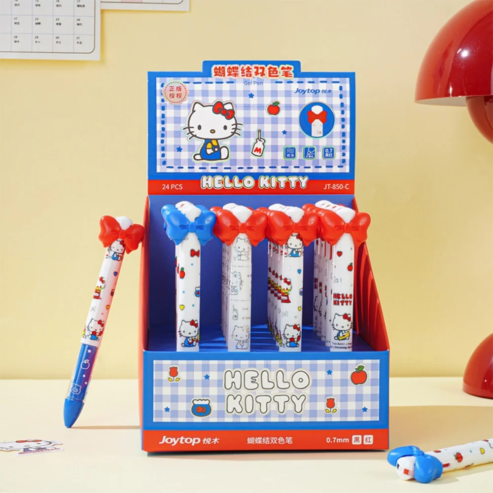 Genuine Sanrio Hello Kitty Black & Red Dual Tip Pen Kawaii Cartoon Design Smooth Writing Ballpoint Pen School Supplies for Women