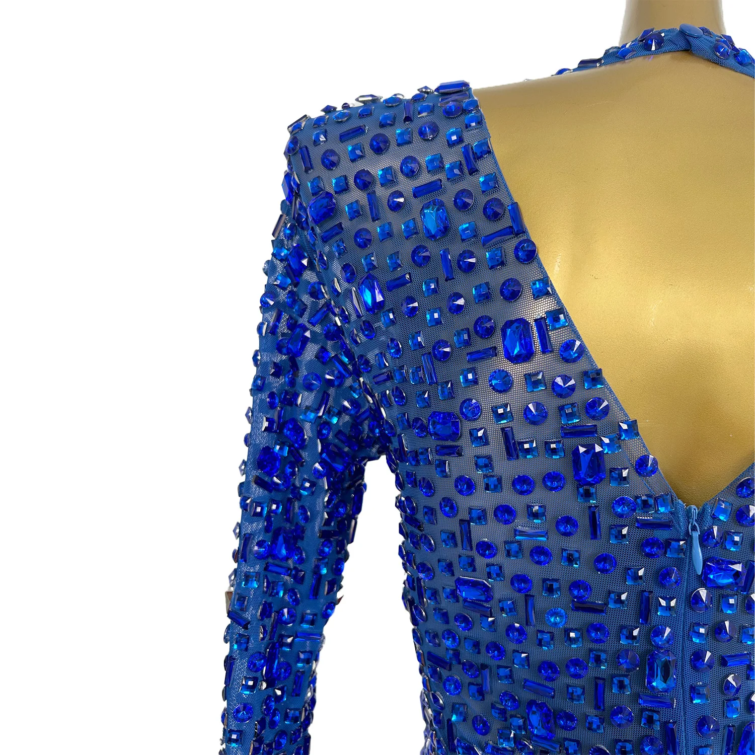 Robe de Soirée Longue en Maille Bleu pour Femme, Tenue de Bal, de Mariage, de Photographie, d'Anniversaire, GE1 bei