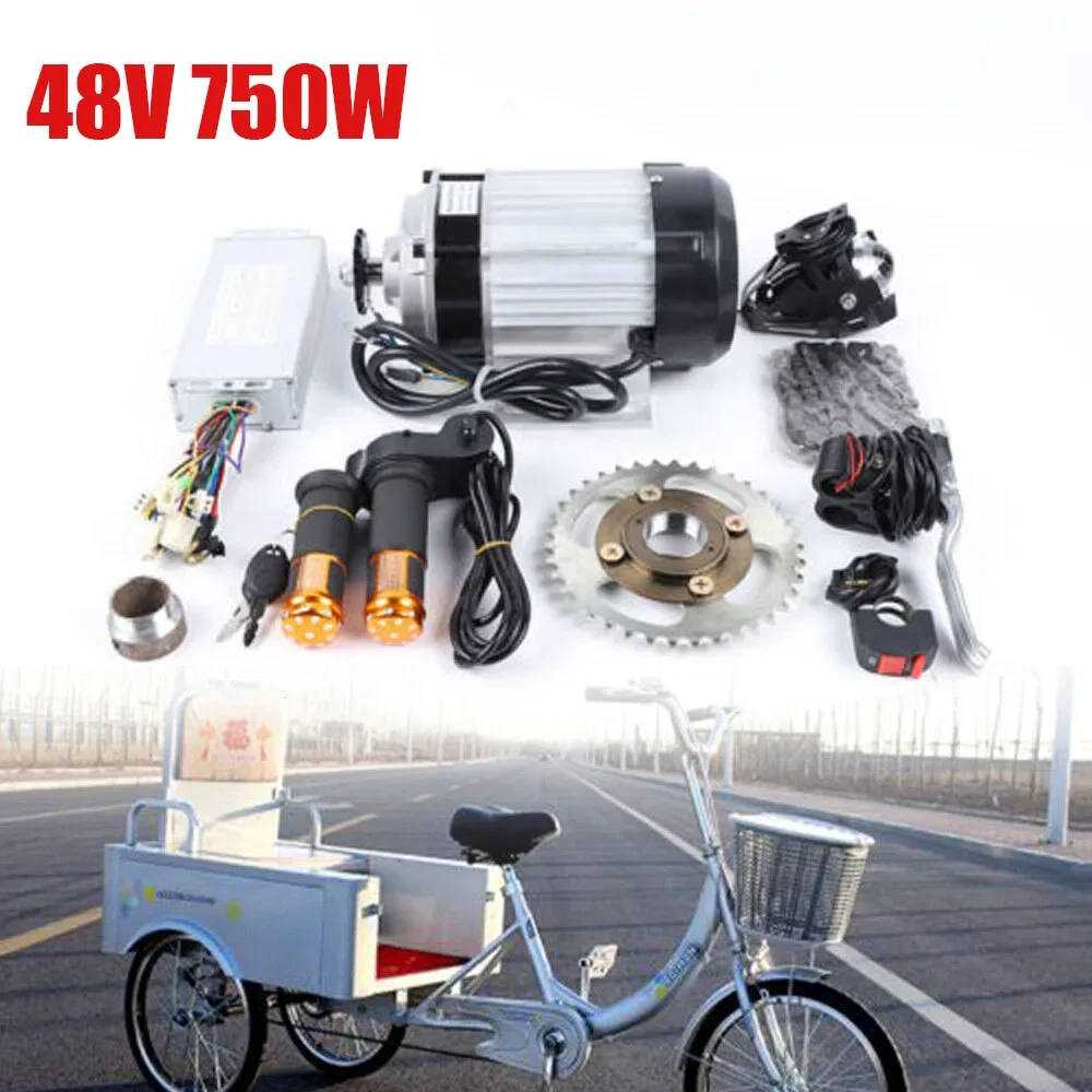 48V 750W elektrischer bürstenloser Getriebemotor DIY Kit für Dreirad E-Bike Fahrrad Set mit