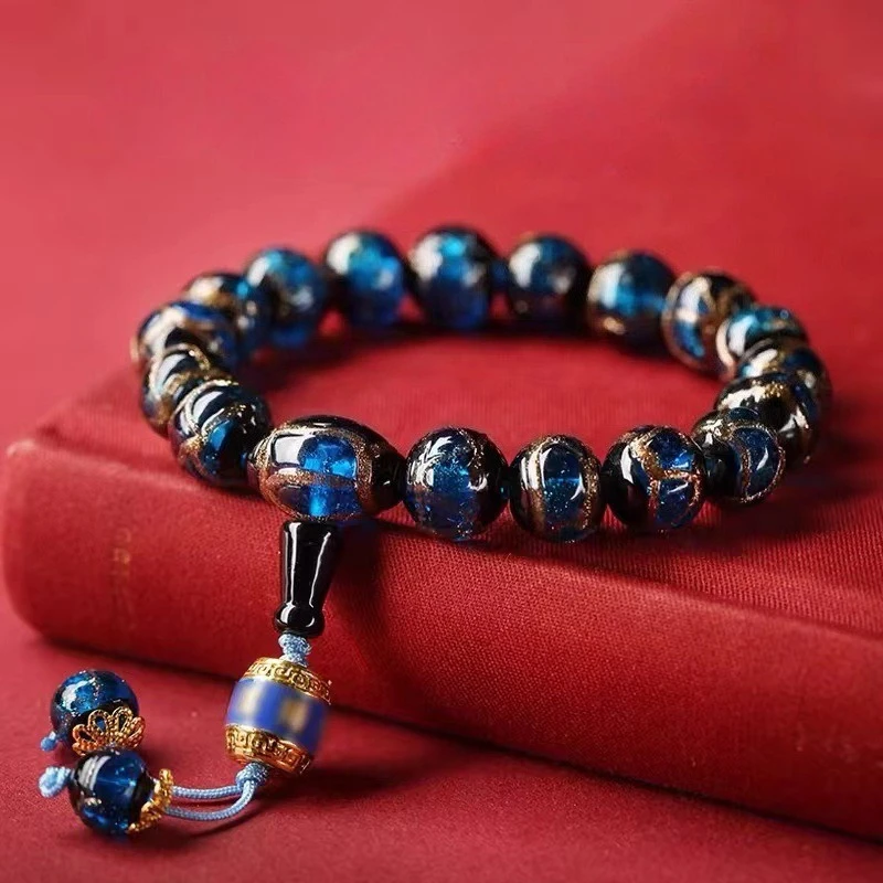 

Yonghe Palace Fragrant Grey Glass Bracelet, Palace Style Ancient Method Glass Bracelet, Men's and Women's Retro Jewelry