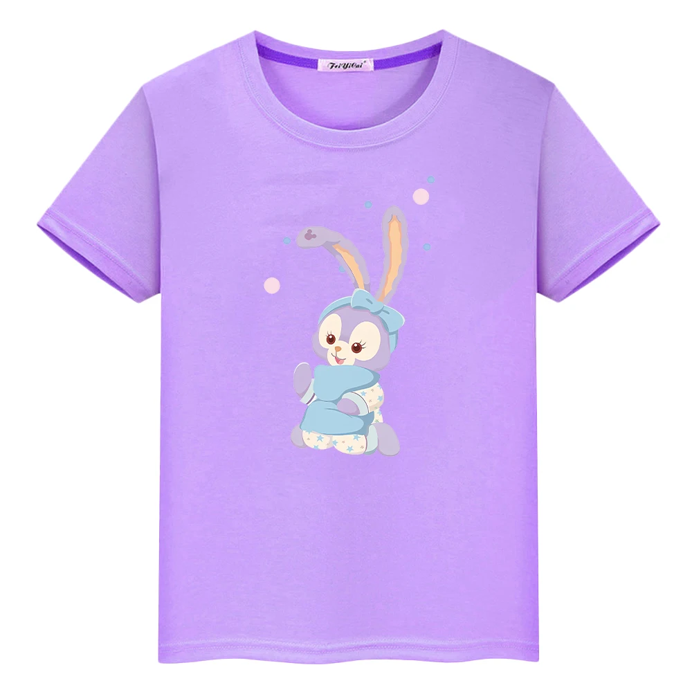 

Stellalou t shirt for kids boy 10years anime Tops Casual Short Disney print 100%Cotton pride tshirt y2k one piece girls clothes