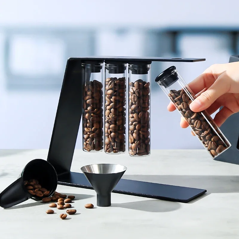 

Convenient Magnetic Coffee Bean Storage Glass Tubes Storage Container Display Rack Espresso Accessories