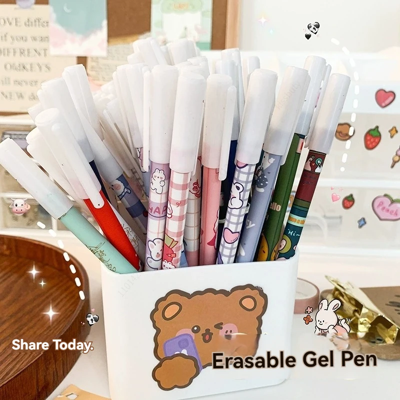 

20Pcs/set Kawaii Erasable Gel Pen 0.5mm Blue Washable Handle Cute Cartoons Erasable Pen for School Pen Liquid Ballpoint Pen