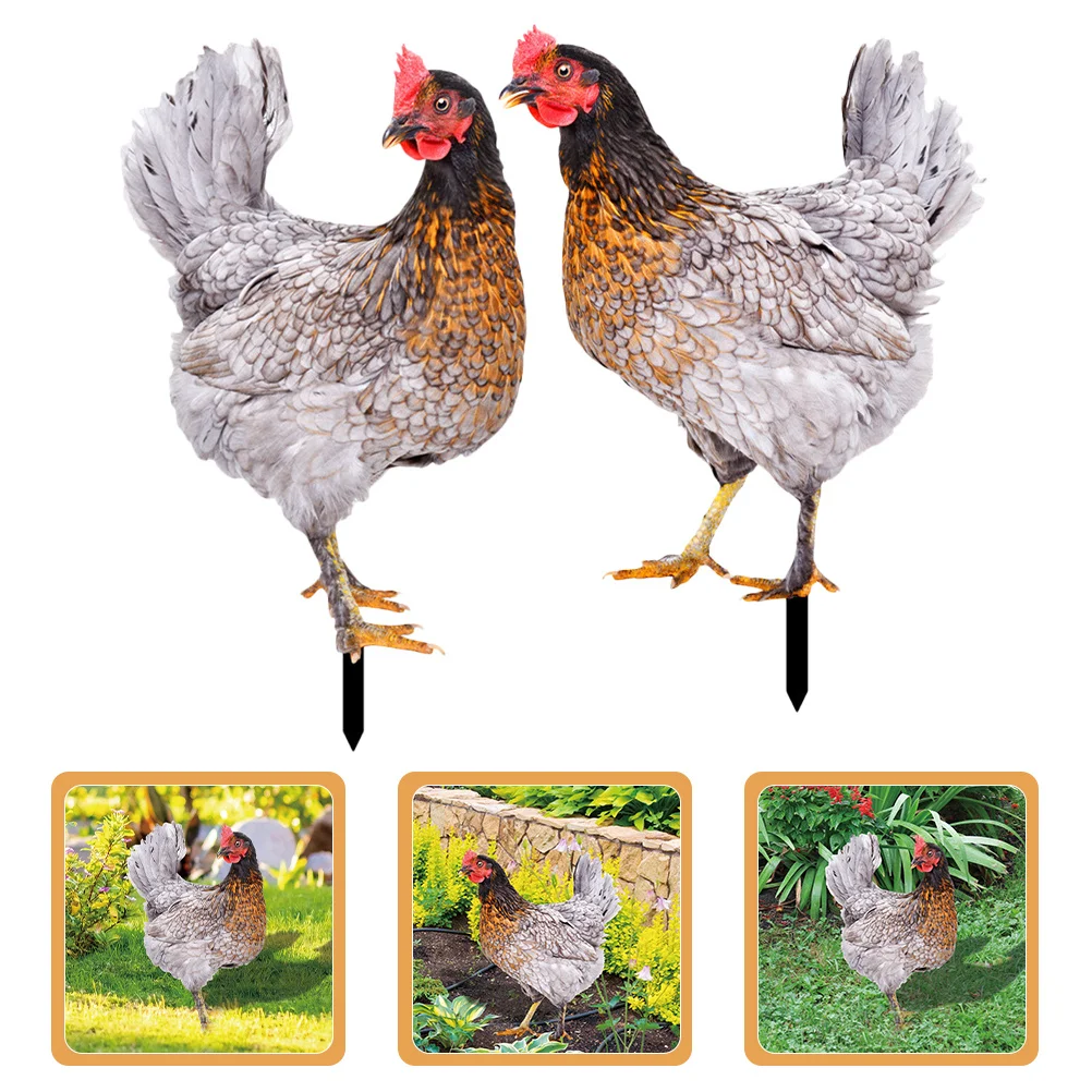

2Pcs Chicken Yard Stakes Lightweight Garden Chicken Signs Outdoor Decorative Lawn Ornament Stake Sign Outdoor Yard Ornament
