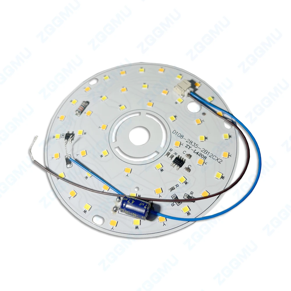 LED Light Board 6W 12W 24W 220V Met Driver Licht Vierkante Ronde Printplaat 3 kleuren Vervanging Hoogspanning Lichtbron Board