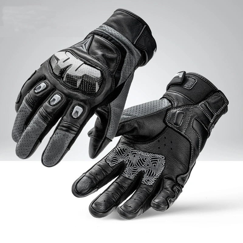 Leather Motorcycle Gloves Breathable Motorcycle Riding Gloves Anti Fall Men Motorbike Touch Screen Gloves Wear-resisting