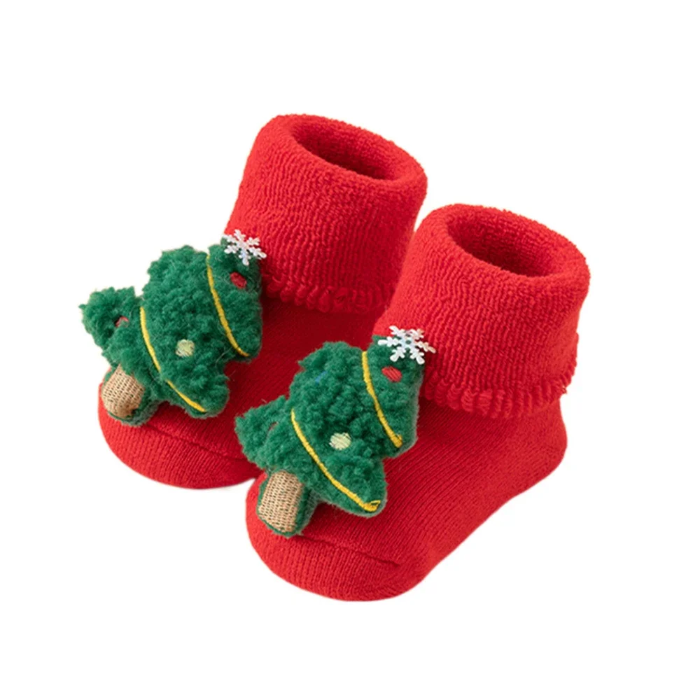 Kinder Antislip Socken Infant Weihnachten Santa Claus Warme Hausschuhe Kinder Socke Neugeborenen Baumwolle Winter Baby Mädchen Jungen