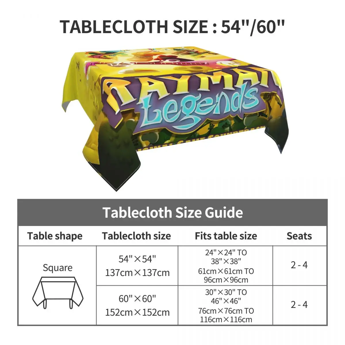 ألعاب كرتونية Rayman Legends مفرش طاولة مربع مقاوم للماء مفرش طاولة مقاوم للزيت لأحداث المطبخ غطاء طاولة الطعام