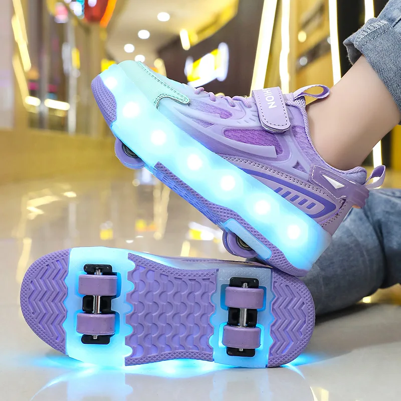 

NEW 4 Wheel Roller Skates Shoes for Boys and Girls LED Speed Roller Skates for Children's Racing Ice Skating Sneaker with Wheels