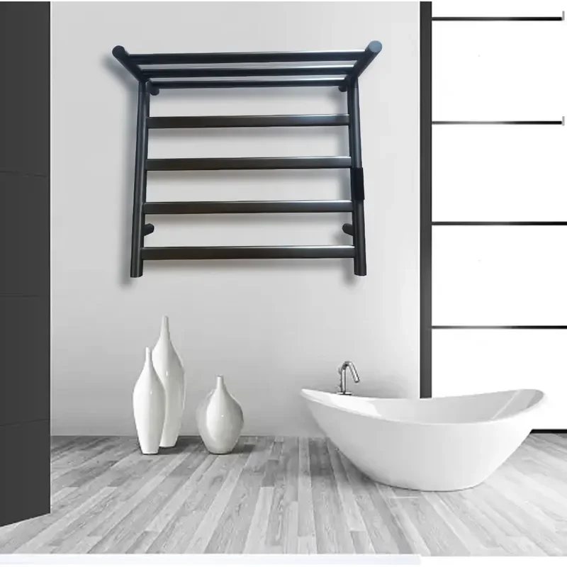Electric Heated Towel Rack Stainless Steel Bathroom Warmer Brushed Finish Constant Temperature Drying Rail Storage Shelf