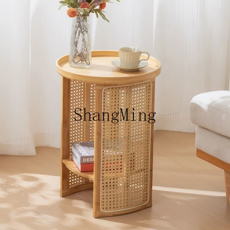 

CL senior rattan home sofa sidesimple bedroom side table tea table round storage small table