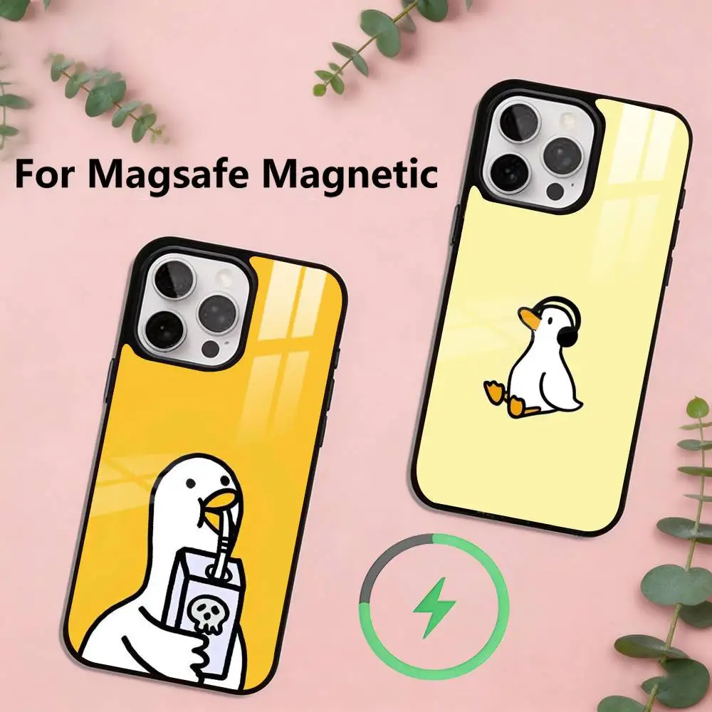 

F-Funny Duck Phone Case For iPhone17,16,15,14,13,12,11 Plus,Pro Magnetic For Magsafe Wireless Charging