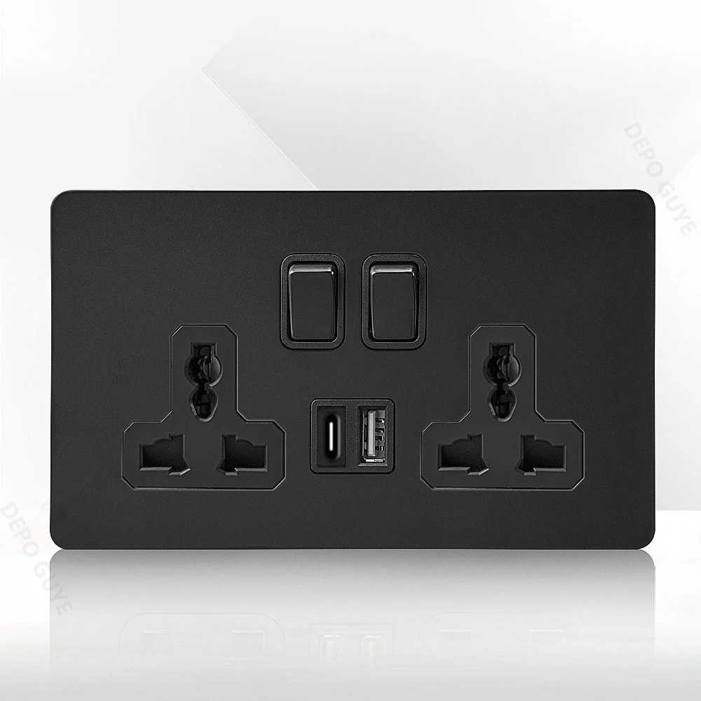 86 نوع ريترو التبديل 1-4 عصابة 2 طريقة الجدار ضوء النحاس رافعة تبديل التبديل الأسود ماتي لوحة من الفولاذ المقاوم للصدأ الاتحاد الأوروبي FR مخرج طاقة #6