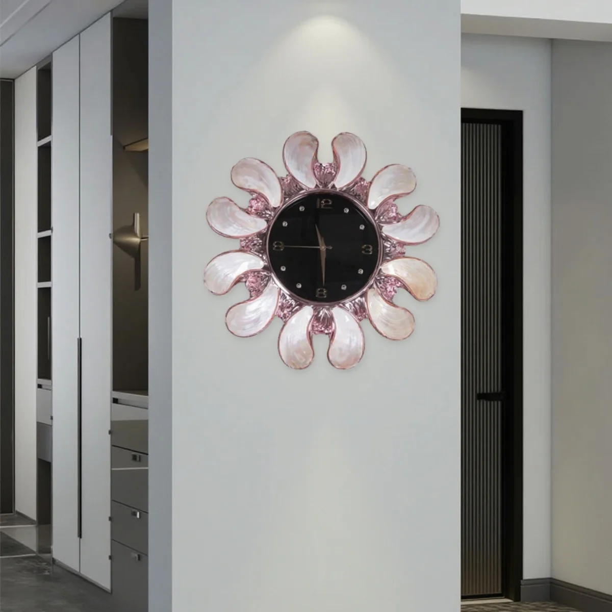Wall clock living room home fashion creative shell decoration clock light luxury high-end