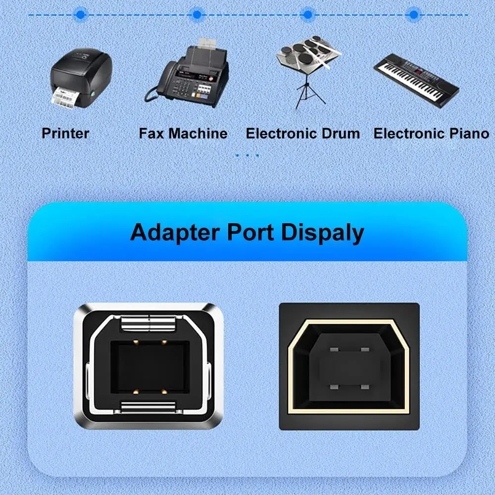 Type C to USB B Printer Cable Adapter USB C to MIDI Cable Elbow Adapter for Printer Electric Pianos Synthesizers USB Microphones