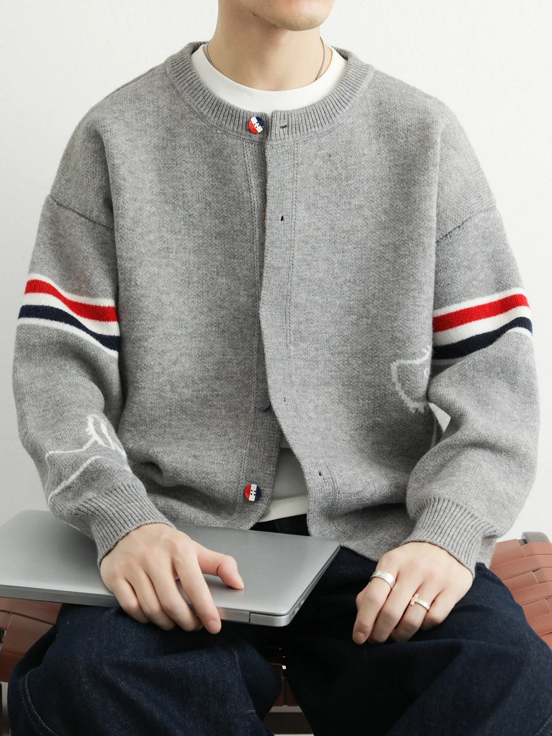 

Men's Long Sve round Ne Knitwear Spring Autumn Casual Sle Color Blo Outerwear Soft Organic Cotton Student Friendly