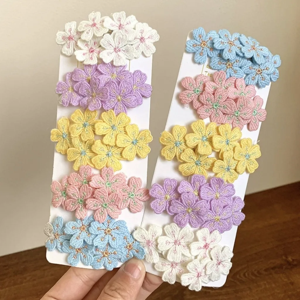 Cute Hair Jewelry Pastel Cherry Blossom Hair Clips Floral Kids Hair Clip Vivid Embroidered Bb Hairpins For Girls Side Flyaways