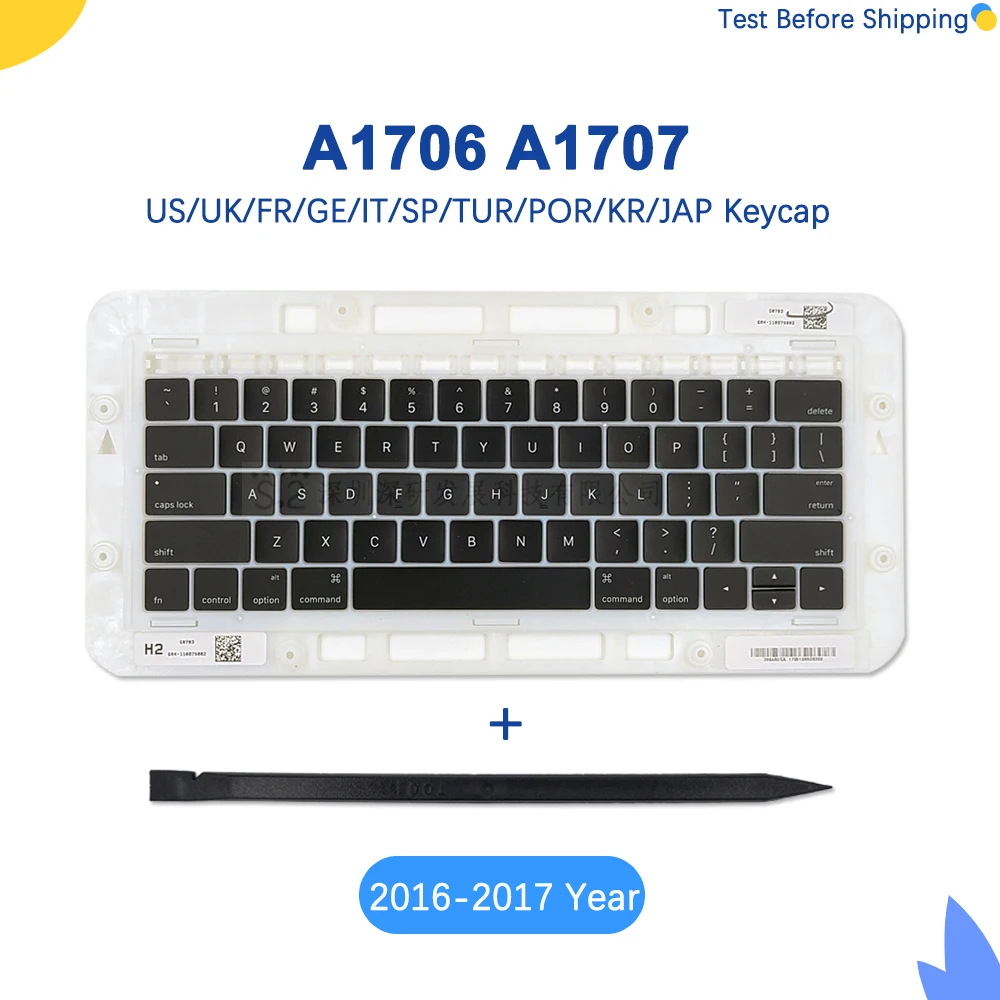 

Клавиатура A1706/A1707 для Macbook Pro Retina, клавиши с клавишами 13,3 дюйма, US/UK/GE/IT/SP/JAP/TUR/KR, версия 15,4-2016 лет, 2017