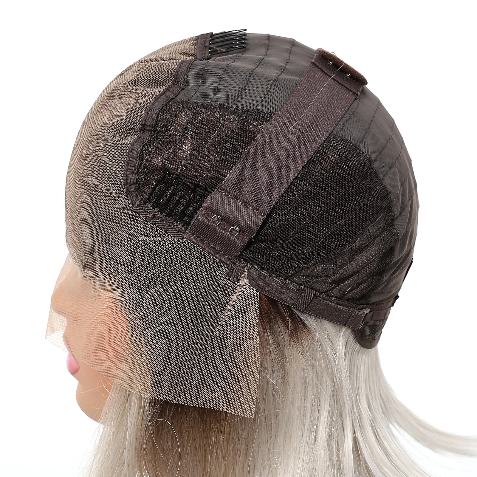 قصيرة مستقيم الدانتيل الاصطناعية خصلات الشعر المستعار أومبير البلاتين شقراء الظلام الجذر شعر مستعار مقاومة للحرارة شعر مستعار تأثيري للنساء الاستخدام اليومي