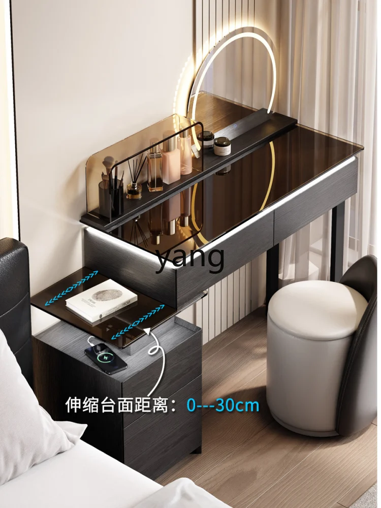 

LMM Italian minimalist dresser bedroom bedside table integrated retractable makeup table makeup table