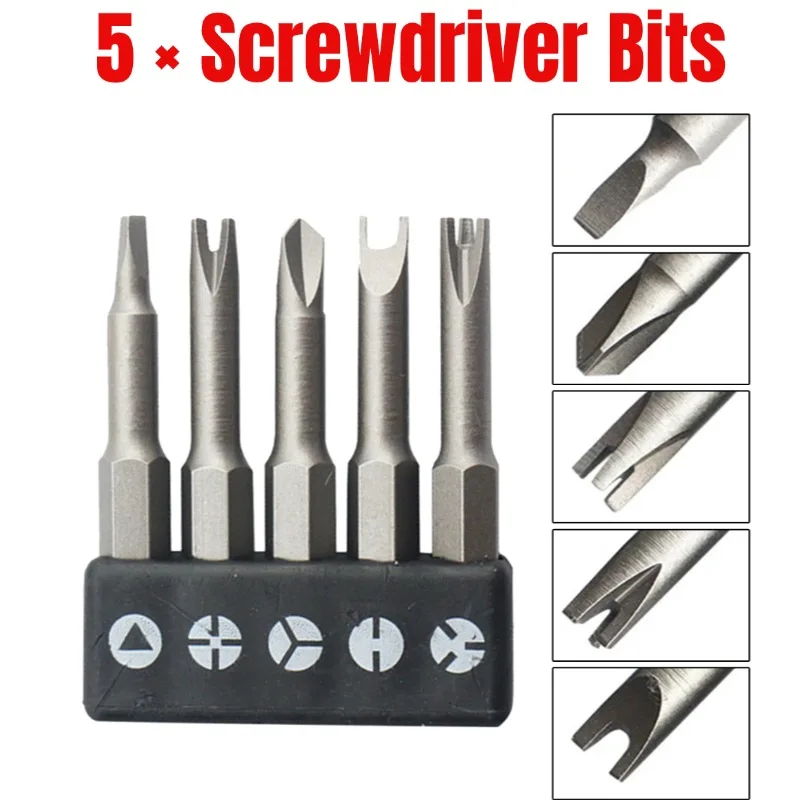 5 buah Set Obeng berbentuk khusus 50mm, alat obeng tiga titik silang dalam segitiga tipe U