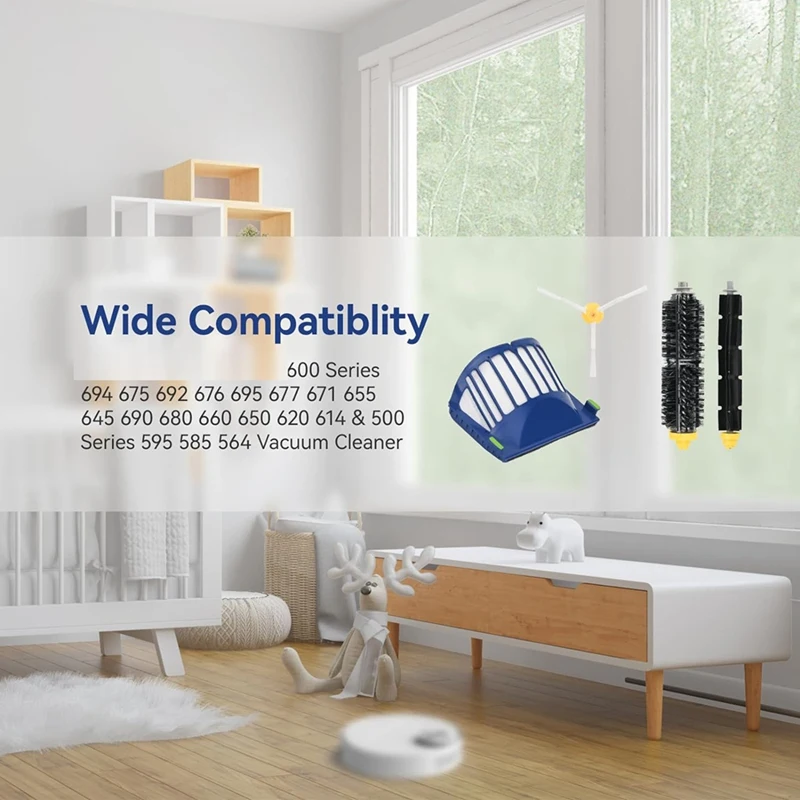 AB43-Kit de accesorios de repuesto para Irobot Roomba 600 Series 694 675 y 500 Series 595 585 564 Robot-filtro, Cepillo Lateral