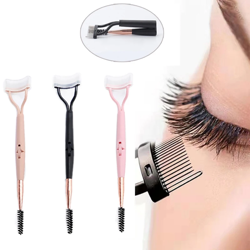 Black Double Head Eyelash Curler Makeup Lash Separator Mascara Curl Foldable Metal Teeth Eyelash Brush Combs Beauty Makeup Tools