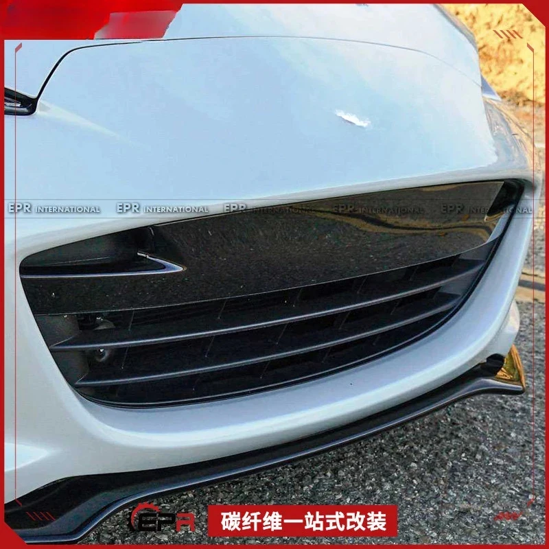 Suitable MX5 ND RF Carbon Fiber Front Bumper Grille Cover - 3K Twill Weave, Peel & Stick Add-On