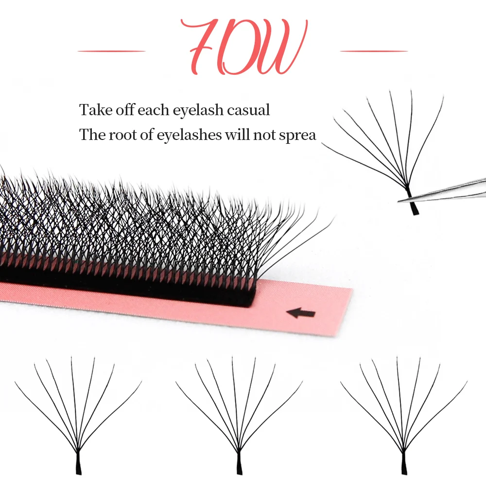 Diosa W forma Bloom 6D/7D/8D floración automática 6DW forma ventiladores prefabricados ventiladores de volumen prefabricados extensiones de pestañas Natural suave