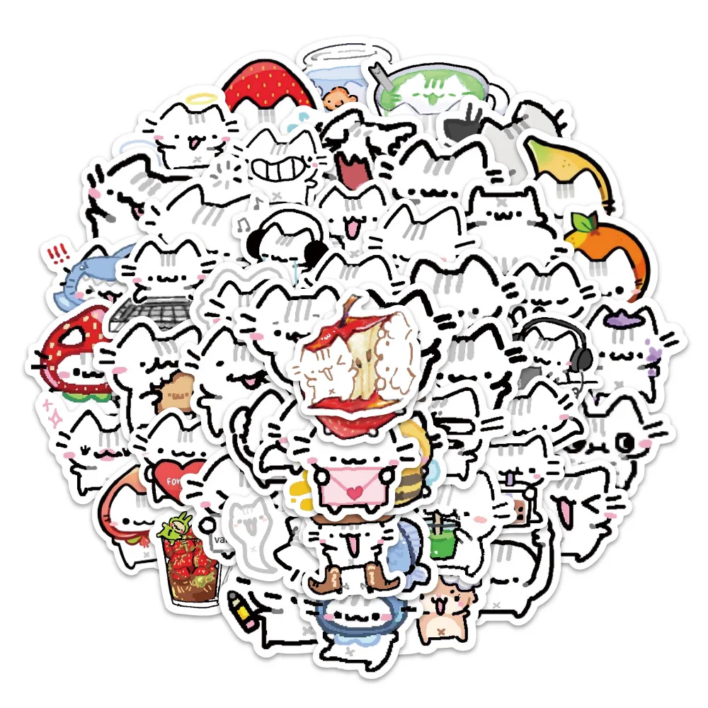

100PCS Cartoon Cute Pokky Cat Stickers Kawaii Animal Meme Graffiti Decals DIY Scooter Scrapbook Luggage Stickers Toys Gifts