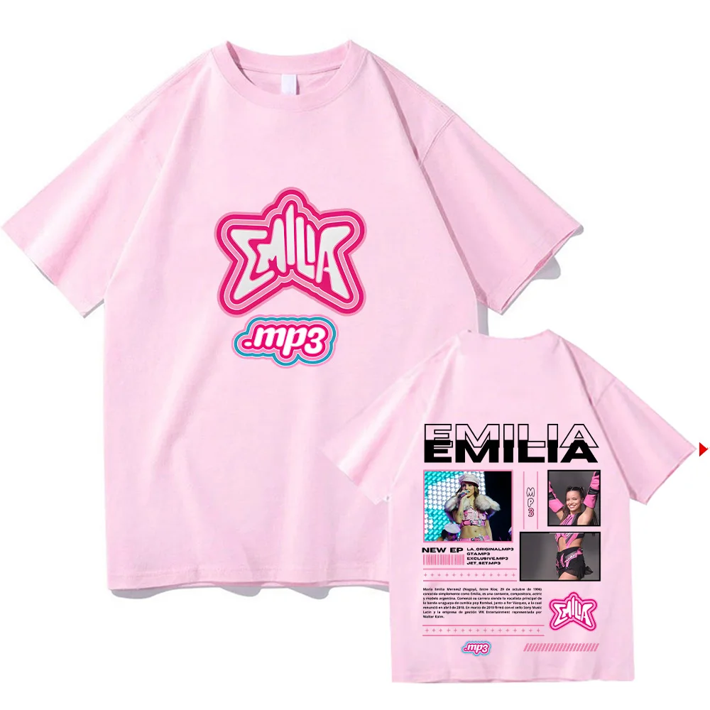 Emilia Mernes MP3 T-shirt Men\'s Fashion Vintage Short Sleeve Tshirt Oversized  Hip Hop Cotton Tees Top Men Women Casual Clothing